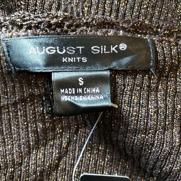 NWT! August silk silk blend metallic knit top - Picture 2 of 7
